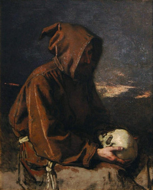 Thomas Couture, Monk Contemplating Skull, 1875.