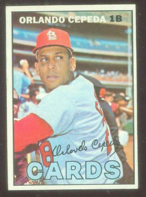 1967 Topps #.20 Orlando Cepeda (Cardinals) Baseball cards value