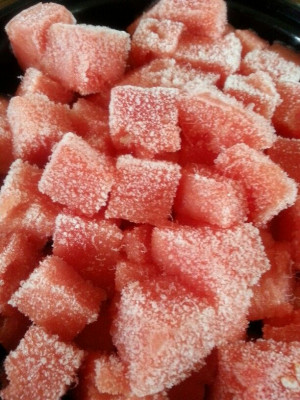 Easy beach snack! Chop watermelon into cubes and freeze overnight ...