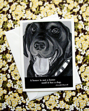 Dog quote card: Chocolate Lab / Gerald Durrell wisdom