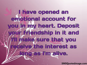 have opened an emotional Friendship SMS Quotes Image