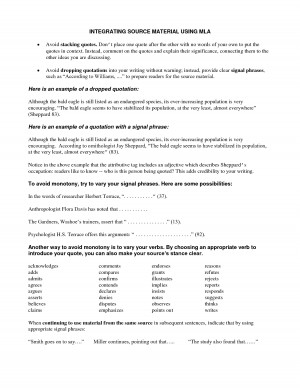 INTEGRATING SOURCE MATERIAL USING MLA - DOC