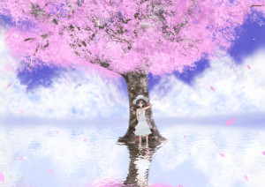 Anime Girl Cherry Blossoms