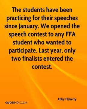 for their speeches since January. We opened the speech contest ...