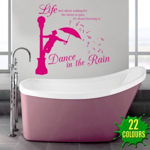 Magenta Dance In The Rain wall decal in a bathroom