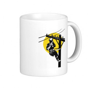 american power lineman electrician repairman pole mug