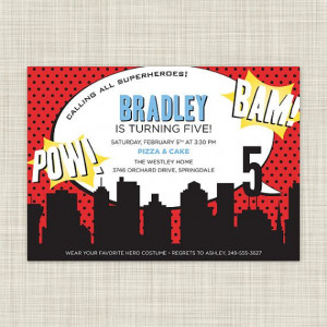Adorable super hero themed birthday party invitation for kids!