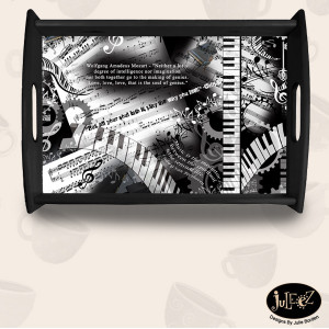 Piano Quotes Wooden Serving Tray by Juleez - 