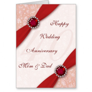 Damask 40th Wedding Anniversary Greeting Card