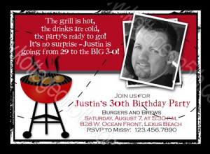 Burgers N Brews - Adult Men's BBQ - Grill Out - Printable Birthday ...
