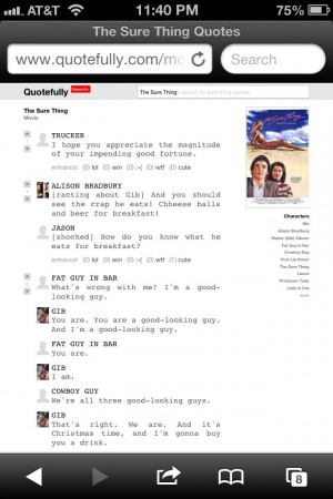 The Sure Thing quotes