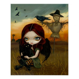 The Scarecrow gothic fairy cat halloween Art Print