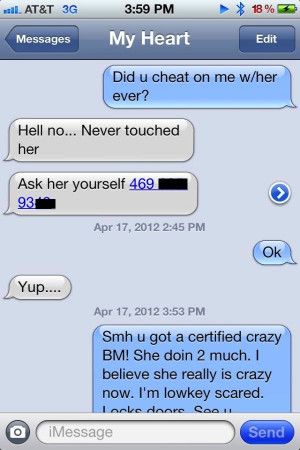 ... girl jumped into the fray with text messages from Dez of her own