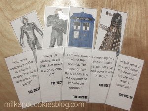 ... back of the bookmarks, with many fantastic Doctor Who quotes, like