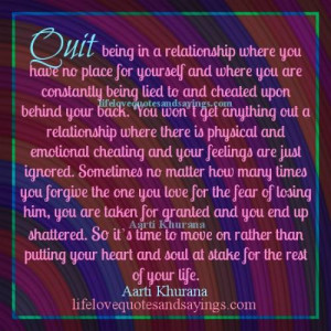 Cheating Being Taken For Granted Quotes About