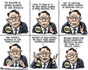 NRA Wayne LaPierre fights for an American Police State, Siers cartoon