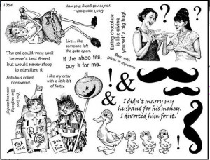 unmounted rubber stamp plate retro woman mustache quotes fantasy ...
