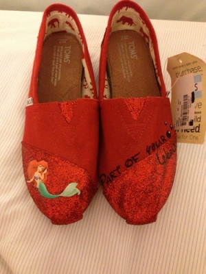 CUSTOM HAND PAINTED TOMS. Little Mermaid/ Ariel Toms With Disney Quote ...