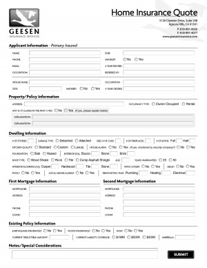Homeowners Insurance Quote Form Template
