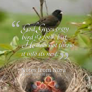 Quotes Picture: god gives every bird it's food, but he does not throw ...