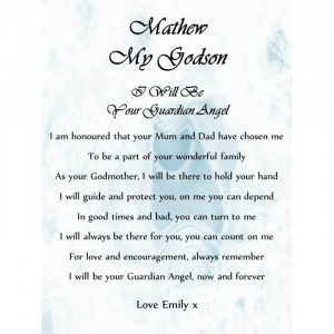 Personalised Scroll A5 Godson Christening Poem Gift From Godmother