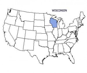 USA map with Wisconsin highlighted