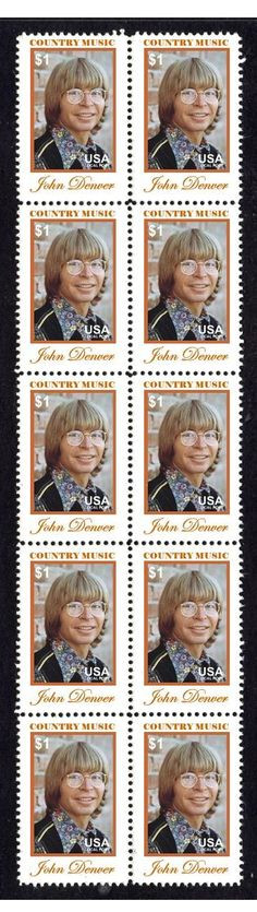 JOHN DENVER COUNTRY MUSIC STRIP OF 10 MINT STAMPS More