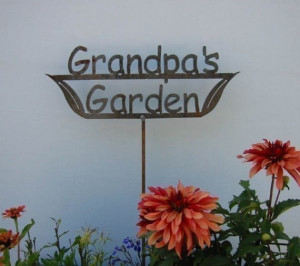 GREAT GIFT Grandpa's OR Dad's OR Papa's Garden Sign Metal Stake OR ...