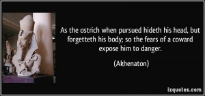 As the ostrich when pursued hideth his head, but forgetteth his body ...