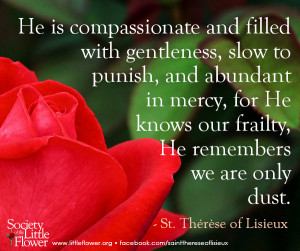 ... our frailty, He remembers we are only dust. – St. Therese of Lisieux