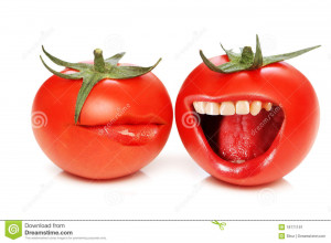 Happy Funny Tomato With Wooden Sign Royalty Free Stock Image