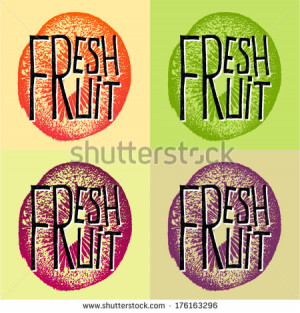 Fresh fruit kiwi - quotes vector illustration set - stock vector