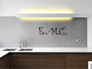 plus coffee squared E=MC2 funny cute kitchen vinyl wall decals quotes ...