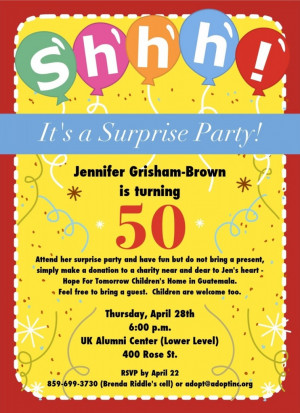 50th Surprise Birthday Invitation Wording