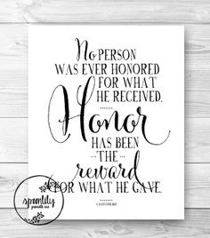 Honor quote, Military Quote, Printable Wall Art, Home Decor, Quote by ...
