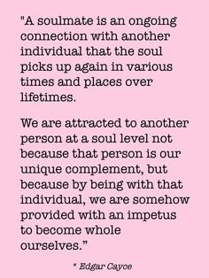 ... person at a soul level not because that person is our unique