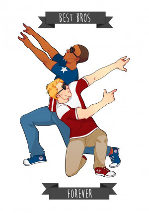 Sam Wilson and Steve Rogers - BFFs flaunting each other's colors.