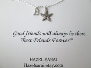 Starfish, Initial Friendship Necklace- Friend Quote Card