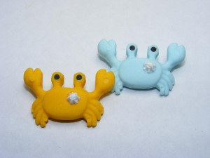 ... / FunRewards Sealife: Little Crab Yellow Blue Pair Japanese Eraser