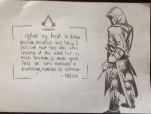 Assassins Creed Altair And Quote Drawing
