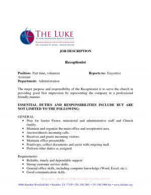 Job Description Position Veterinary Assistant Receptionist Purpose The