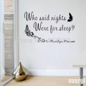 MARILYN MONROE WHO SAID NIGHTS FOR SLEEP Quote Art Wall Decal Stickers ...