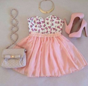 dress floral summer dress peach shoes outfit all cute outfits bag ...