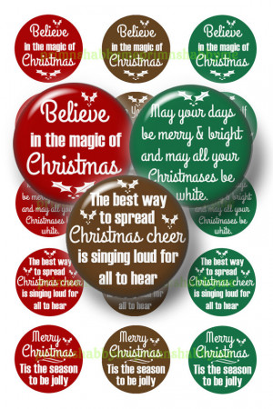 Christmas Sayings Bottle Cap Images, Digital Collage Sheet, 1 Inch ...