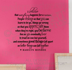 MARILYN MONROE Quote Vinyl Wall Decal I BELIEVE by ModernVector, $17 ...