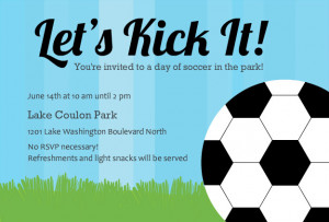 Blue Soccer Ball Sports Party Invitation