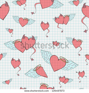 Seamless valentines angel and devil hearts background. Versatile ...