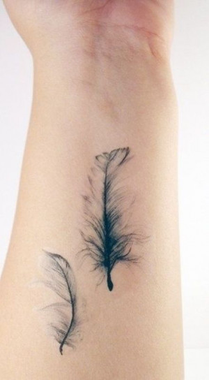 Cute Double Feather Tattoos for Women