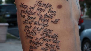 Bible Verses Tattoos For Men Unique quote tattoo on man