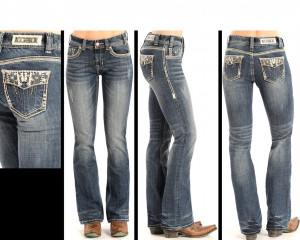 ROCK AND ROLL COWGIRL WOMEN'S MID RISE BOOT CUT JEANS- STYLE #W1-2445
